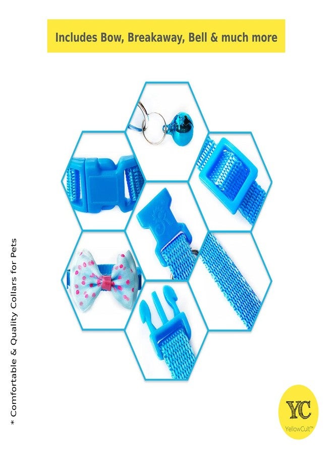 KittuPet أطواق KittuPet الفاخرة والمريحة للحيوانات الأليفة للقطط والجراء والكلاب الصغيرة والأرانب السمينة - [مع فيونكة وقفل أمان] - [أزرق لطيف] - Image 3